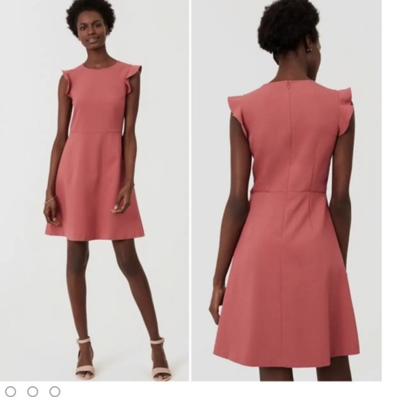 Ann Taylor Loft-  Rose/Pink Color.. Fit and Flare Dress Style. Size 10 - Picture 1 of 6